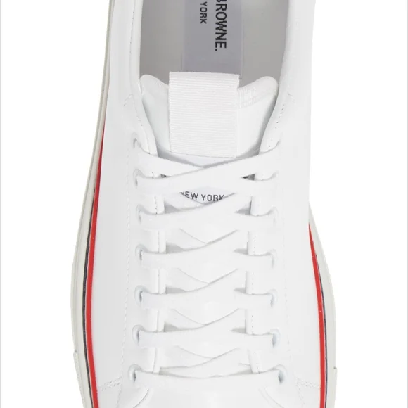 [Thom Browne] White Vitello Calf Tennis Sneakers Sz 38 - Picture 4 of 14